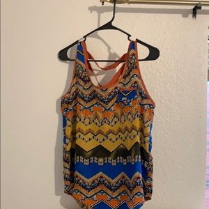 Tribal print Tank w/ cross cross back.